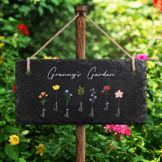 0065AUK2 personalised mumgrannys garden uv printed slate garden sign 0065ae6p5a