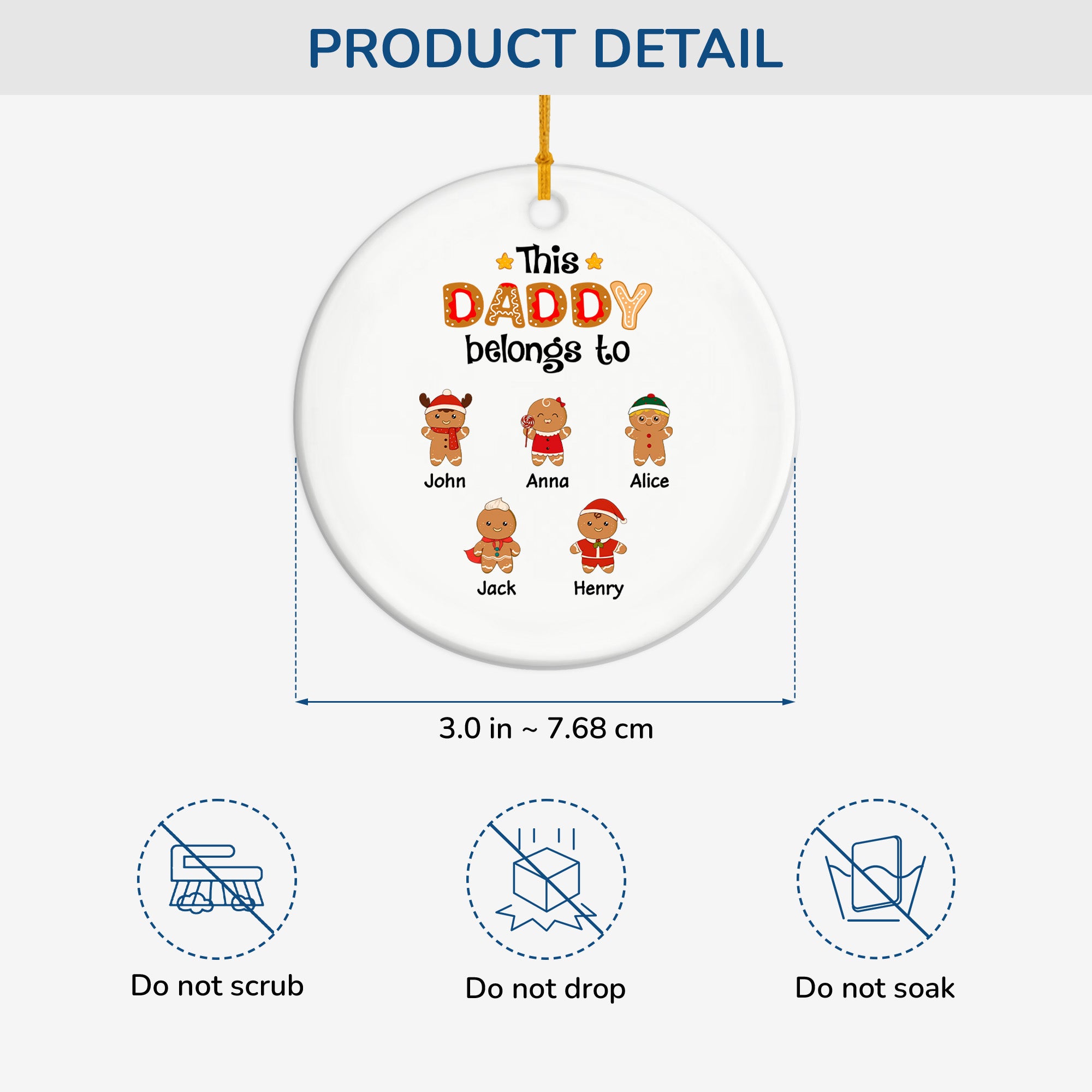 0661OUS3 custom christmas gifts for dad ceramic gingerbread ornaments_ 0661O8Q7B