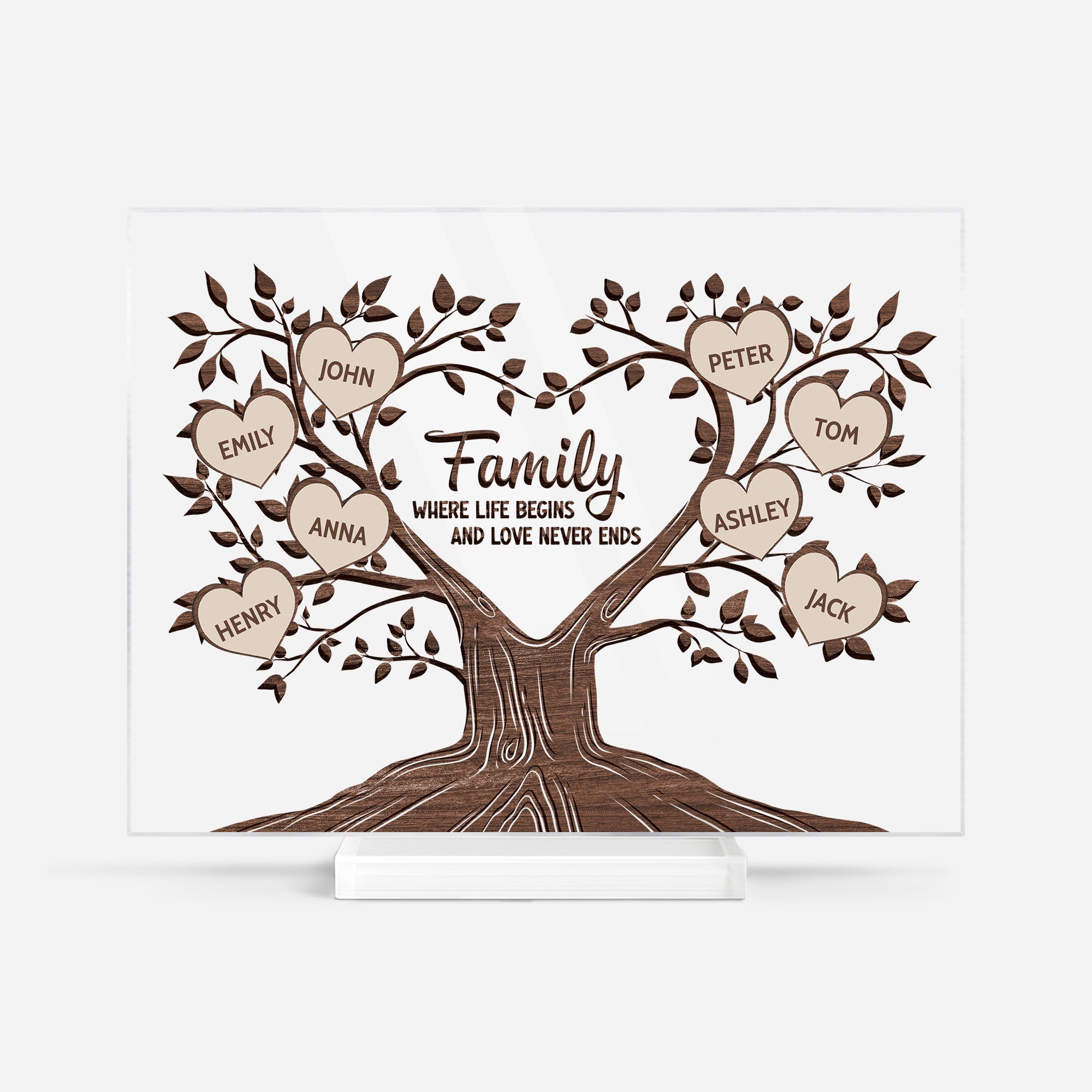 0725RUS1 personalized family tree gifts acrylic plaque with stand 0725RTT8I