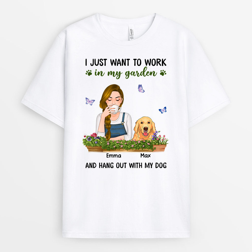 0872AUK1 Personalised T shirts Gifts Garden Dog Lovers