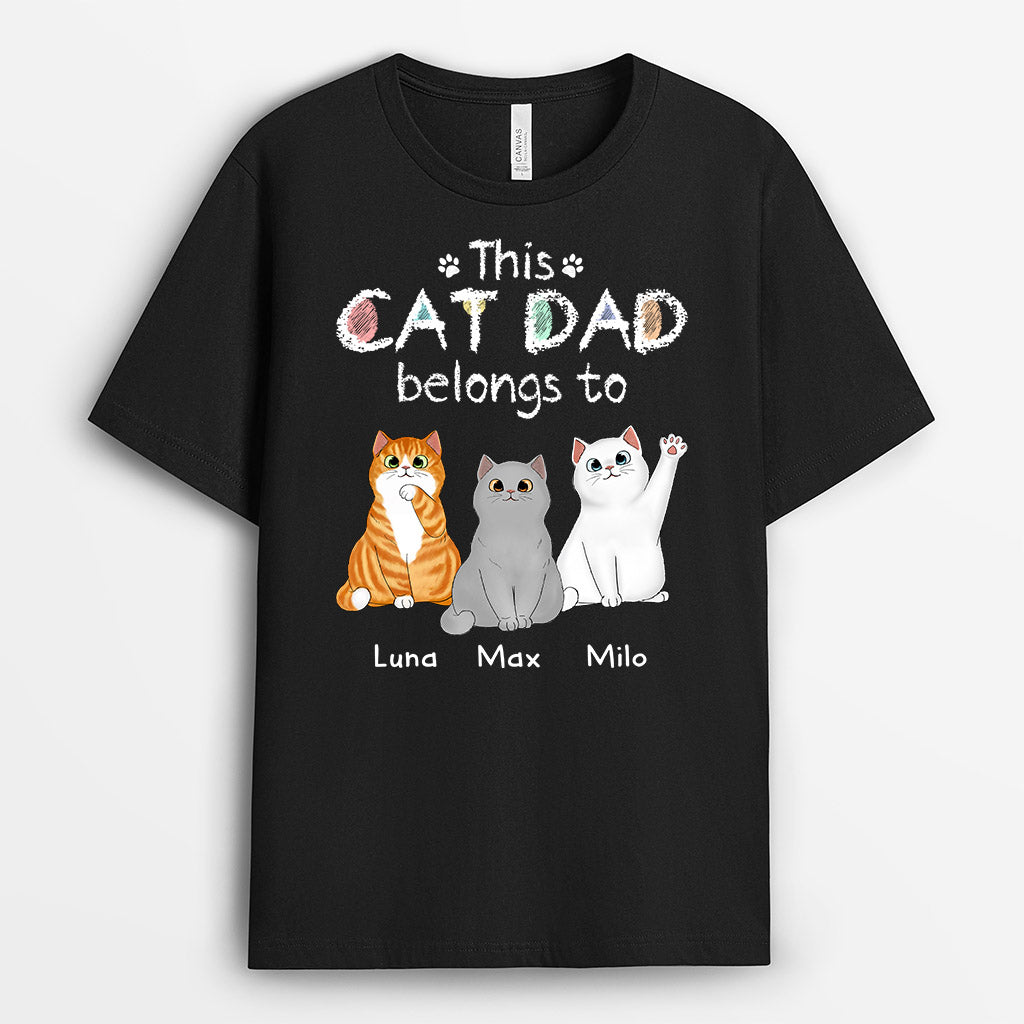 This Colourful Cat Mum/Cat Dad Belongs To Cat - Personalised Gifts | T-shirts for Cat Lovers
