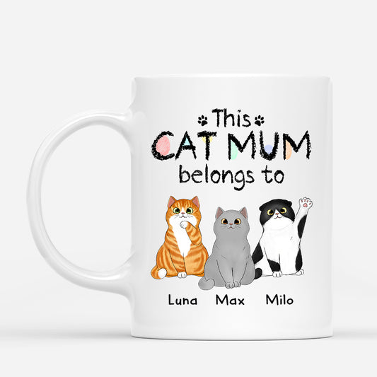 0938MUK3 this cat dad mum belongs to mug personalised mug for cat lovers