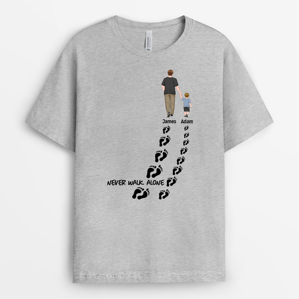 0964AUK1 Personalised T shirts Gifts Footprints Grandad Dad