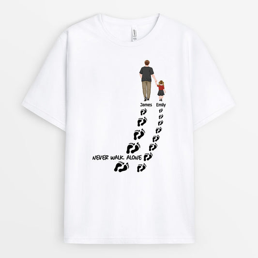 0964AUK2 Personalised T shirts Gifts Footprints Grandad Dad