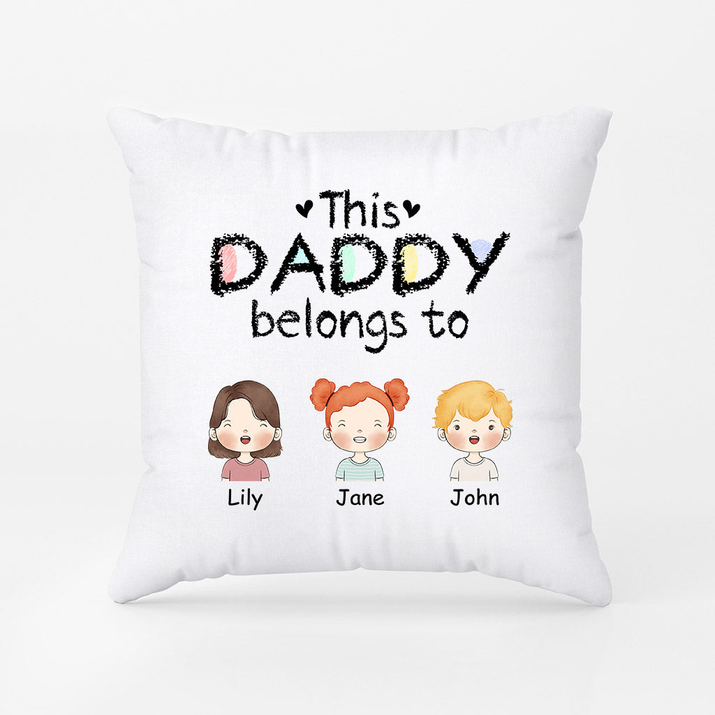 Grandad/Daddy Belongs To Cartoon Kids - Personalised Gifts | Pillows for Grandad/Dad