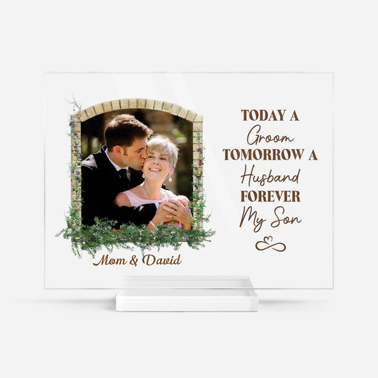1090RUS1 personalized acrylic plaque wedding gift for son from mother_ 1090R8L0G