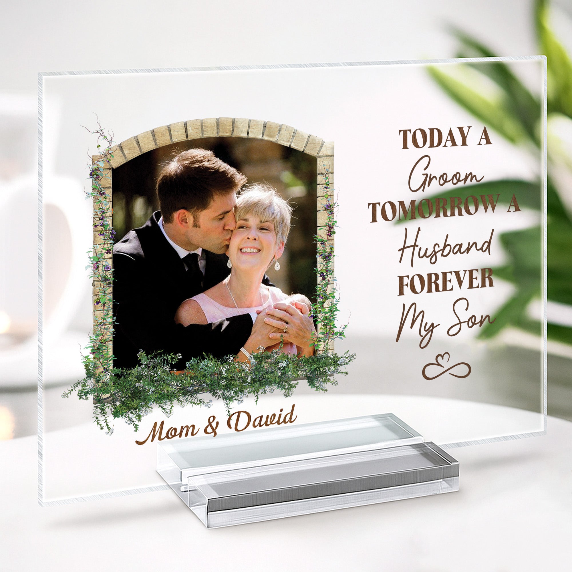 1090RUS2 personalized acrylic plaque wedding gift for son from mother_ 1090R8L0G