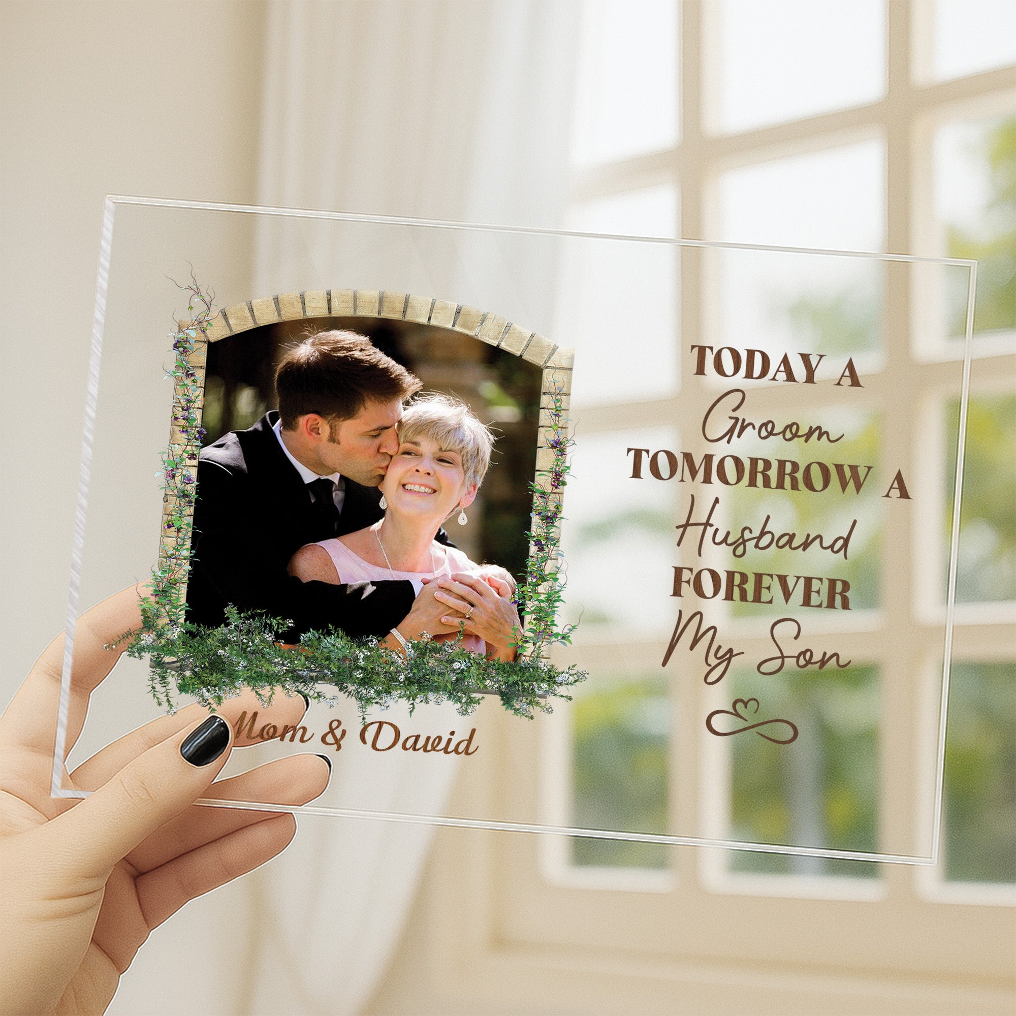 1090RUS3 personalized acrylic plaque wedding gift for son from mother_ 1090R8L0G