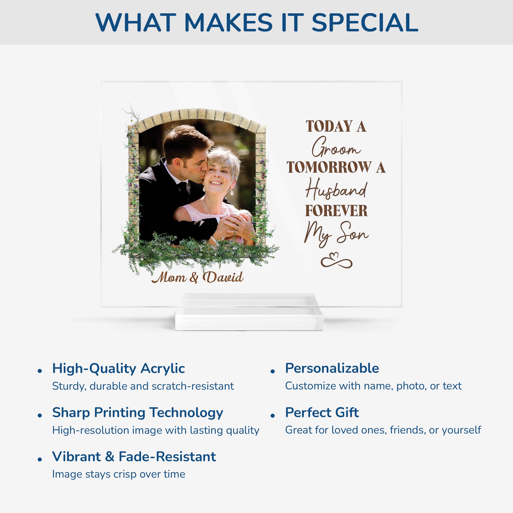 1090RUS5 personalized acrylic plaque wedding gift for son from mother_ 1090R8L0G