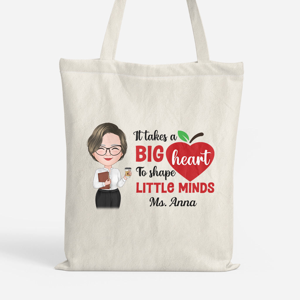 Personalised It Takes A Big Heart To Shape Little Minds Tote Bag