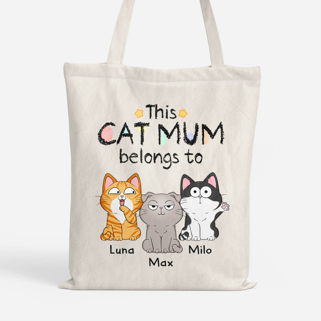Personalised This Cat Mum Belongs To Tote Bag