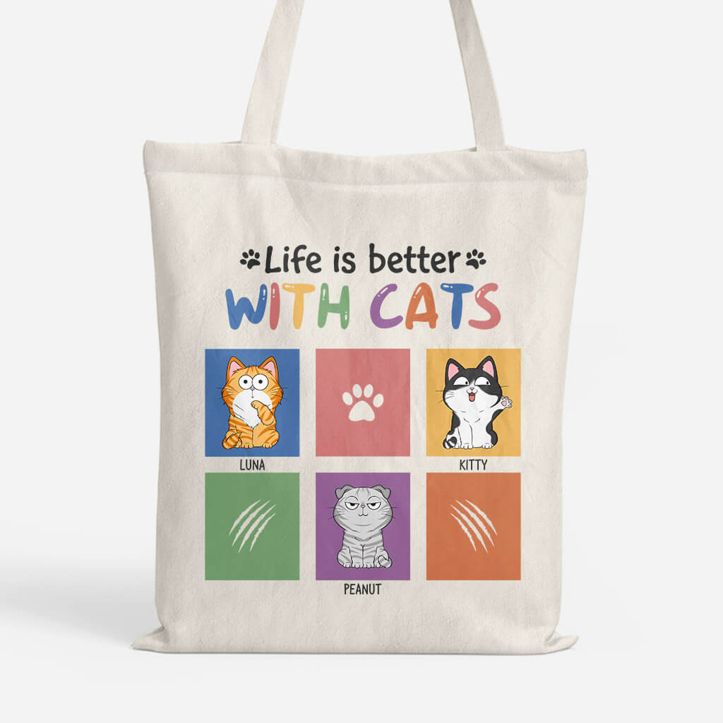 Personalised Better Life With Cats Tote Bag