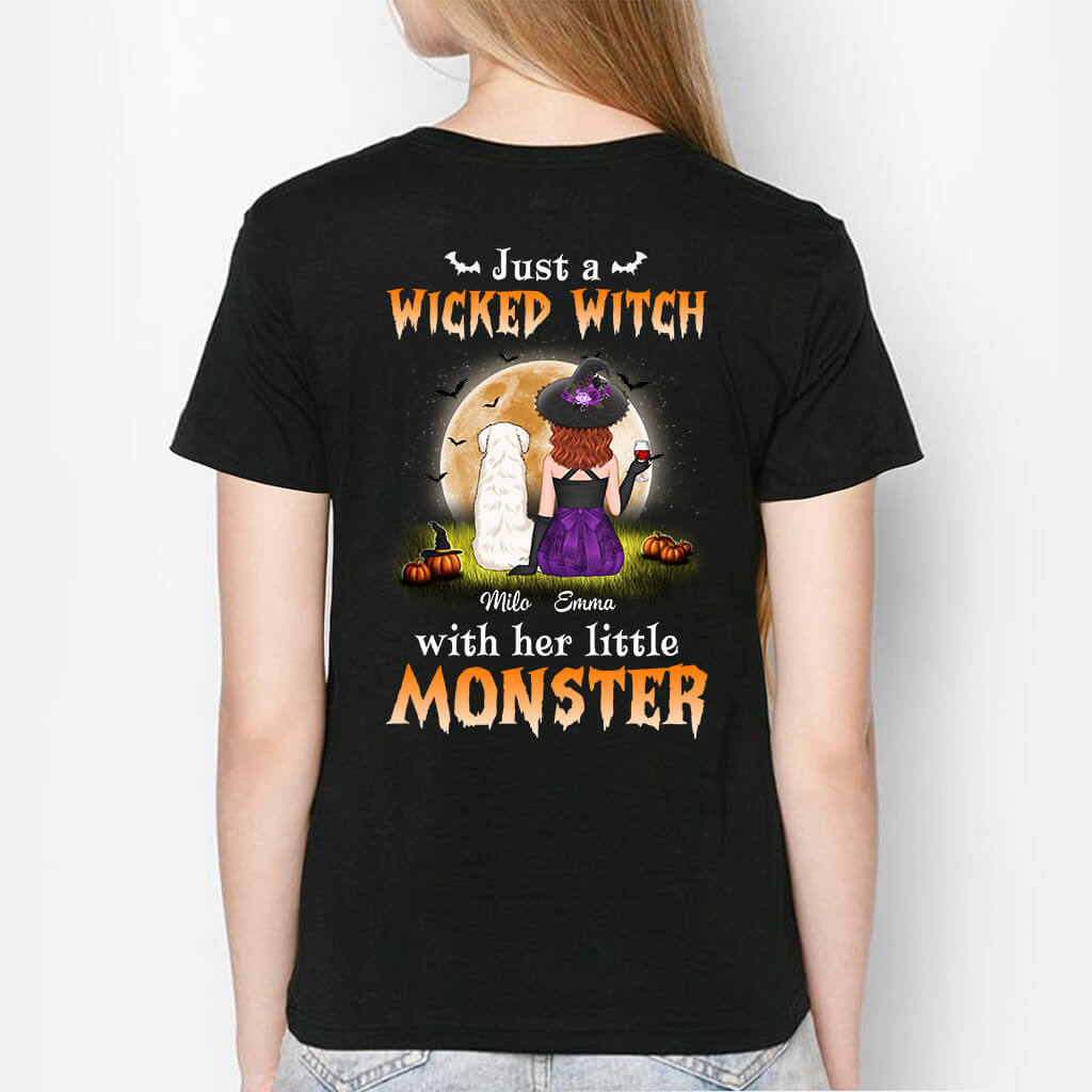 1309AUK1 personalised just a wicked witch with her monster t shirt