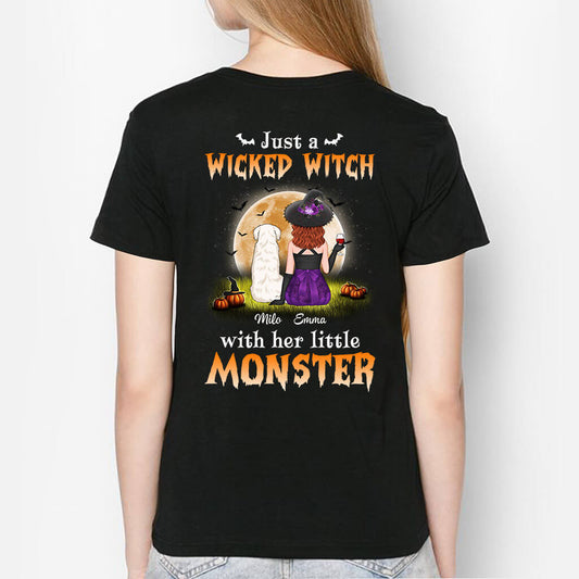 1309AUK1 personalised just a wicked witch with her monster t shirt
