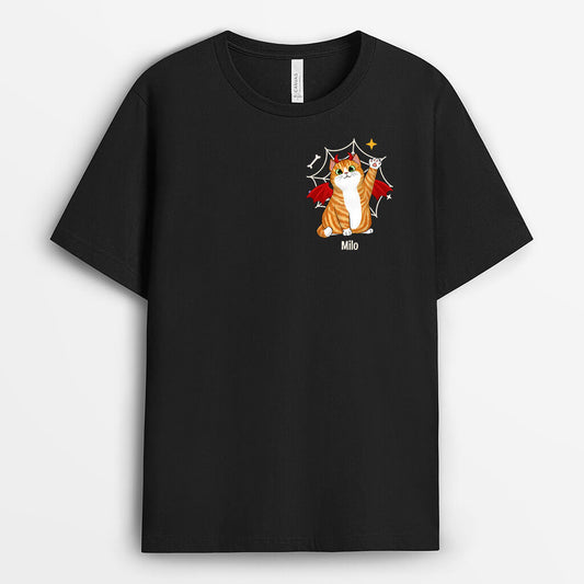 1347AUK2 personalised spider cat halloween t shirt