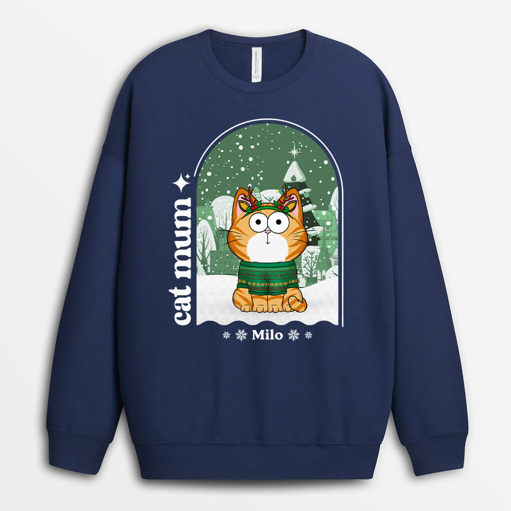 1375WUK2 personalised cat mom dad christmas sweatshirt