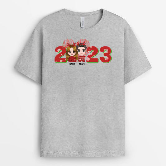 1377AUK2 personalised winter christmas couple tshirt