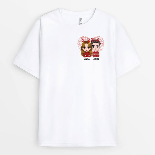 1378AUK1 personalised christmas couple tshirt