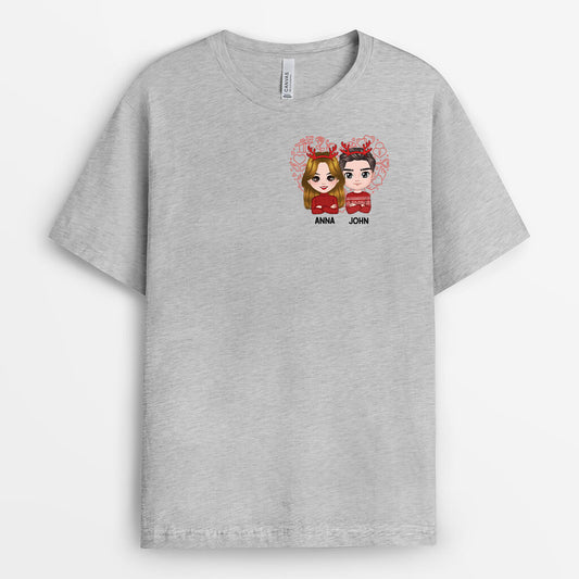 1378AUK2 personalised christmas couple tshirt