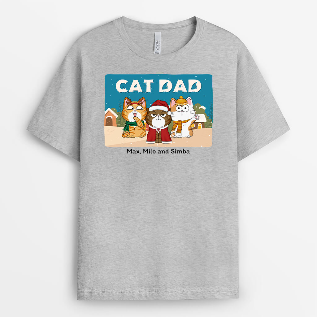 1428AUK1 personalised meowy cat mum dad t shirt