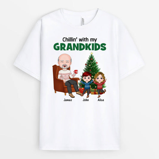 1445AUK1 personalised chilling with my grandkids t shirt