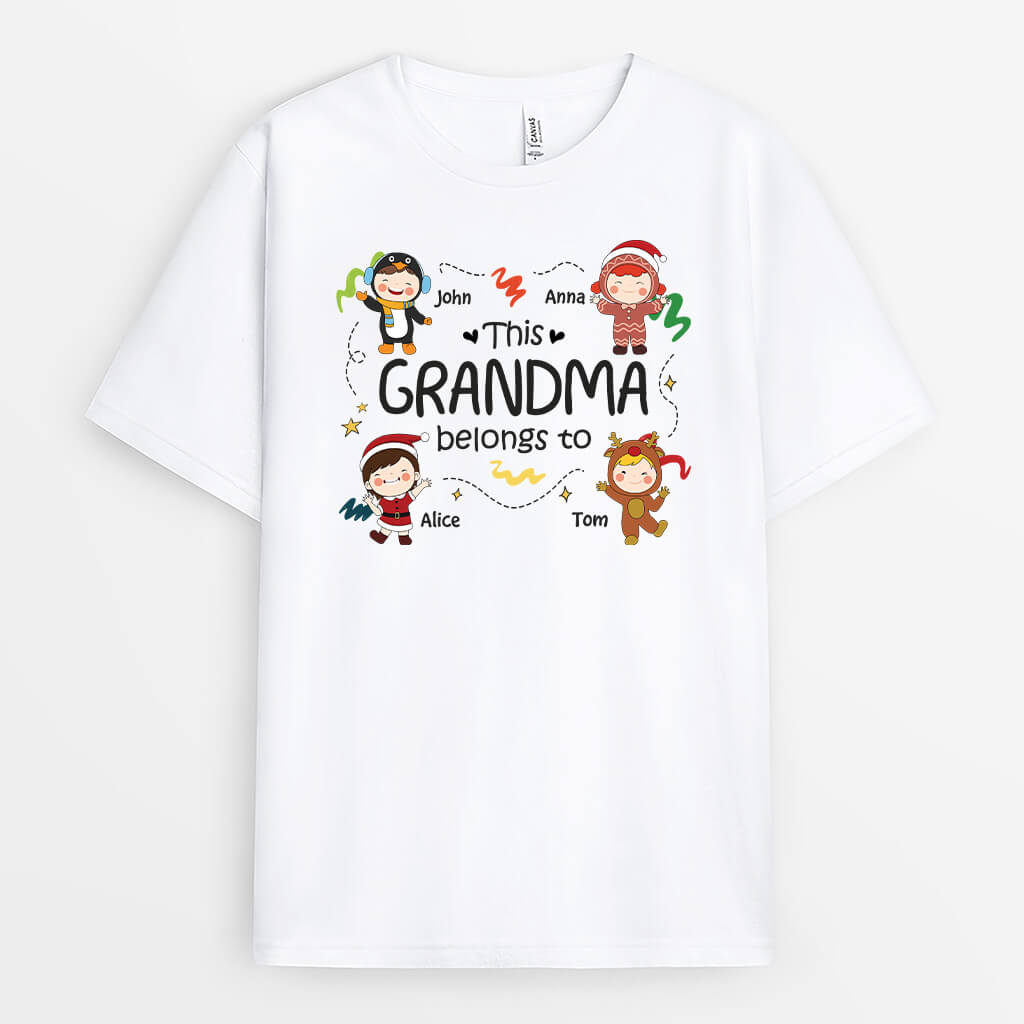 1452AUK1 personalised this xmas grandma belongs to t shirt