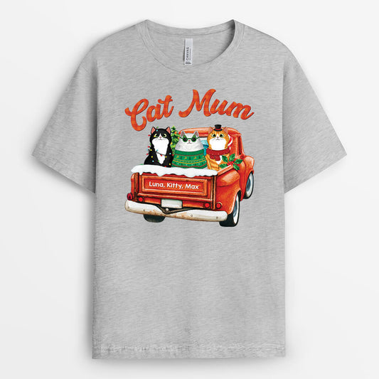 1456AUK2 personalised cat mummy cat daddy xmas t shirt