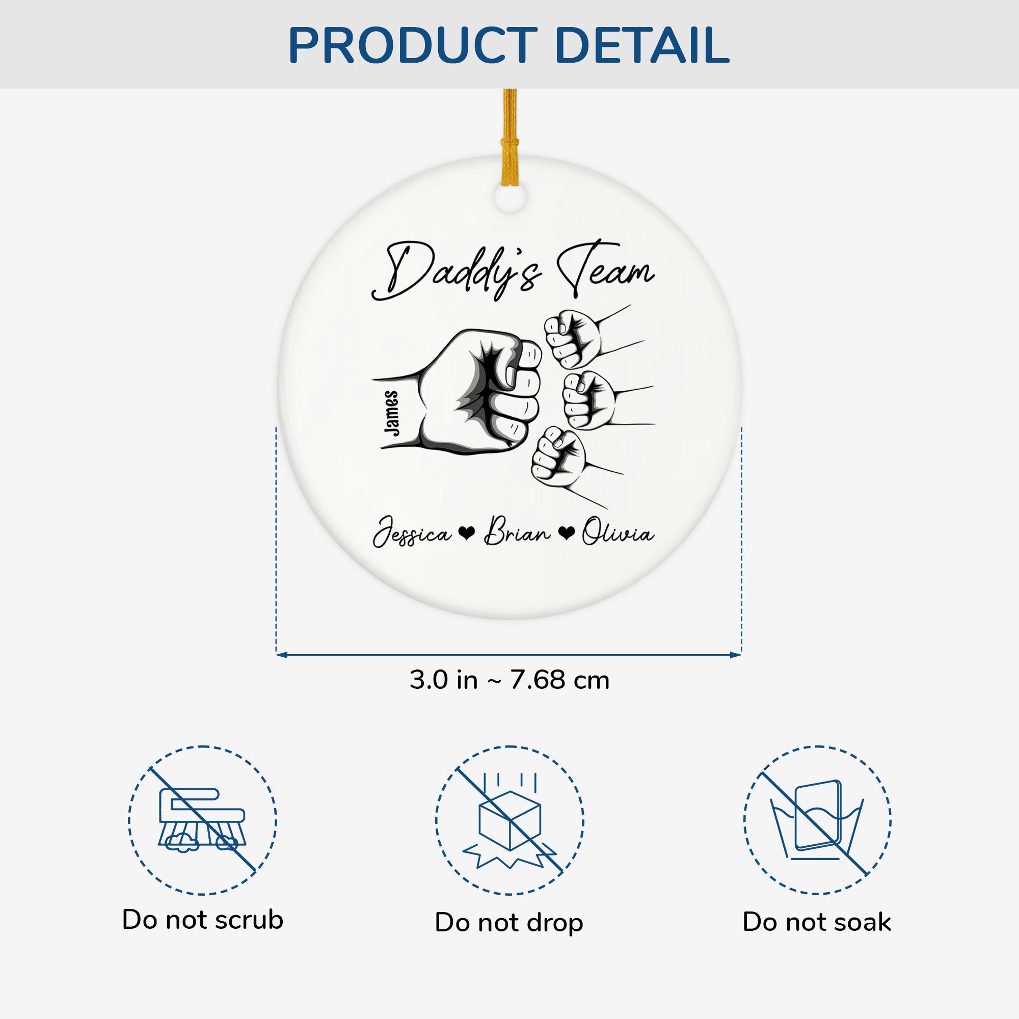 1461OUS3 personalized dad gifts daddys team ceramic ornament with names 1461O8M8B