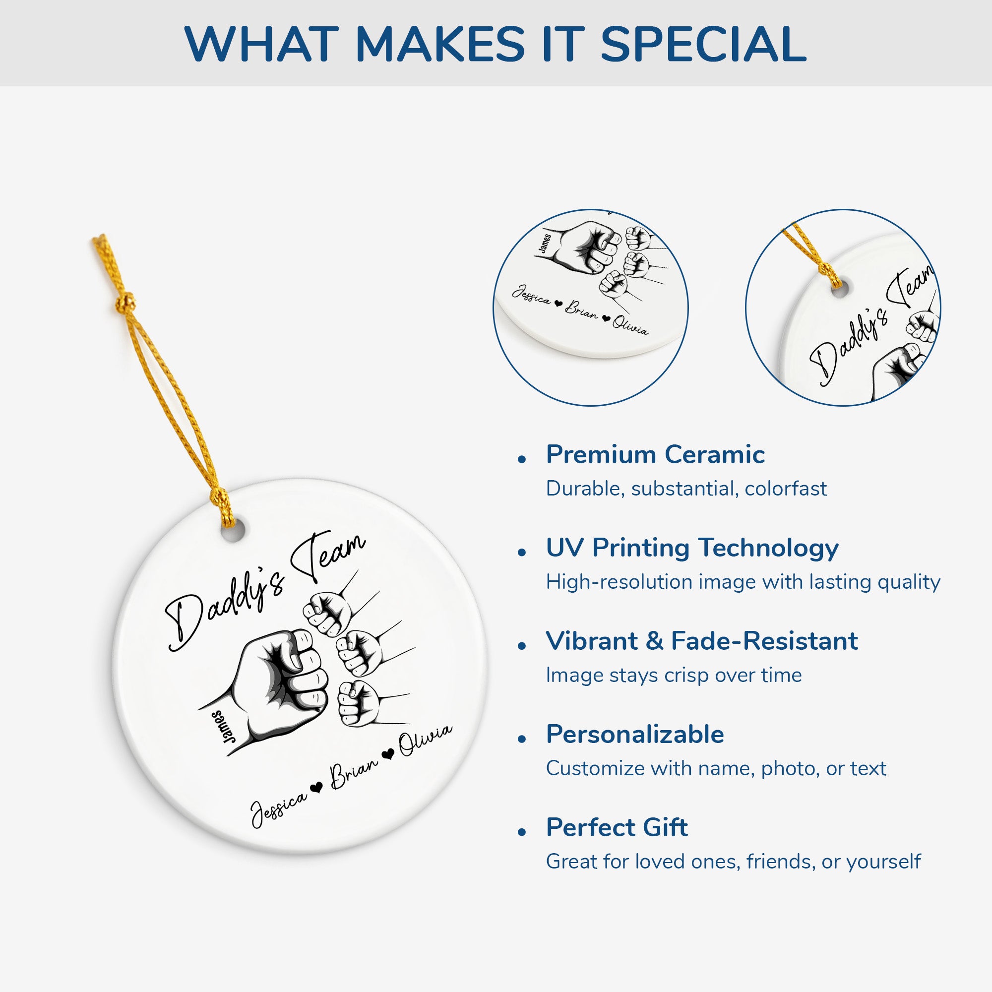 1461OUS4 personalized dad gifts daddys team ceramic ornament with names 1461O8M8B