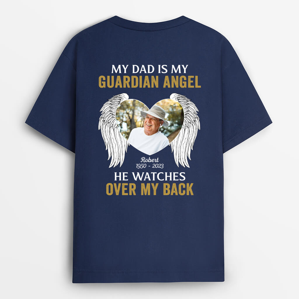 1476AUK1 personalised my dad is my guardian angel t shirt
