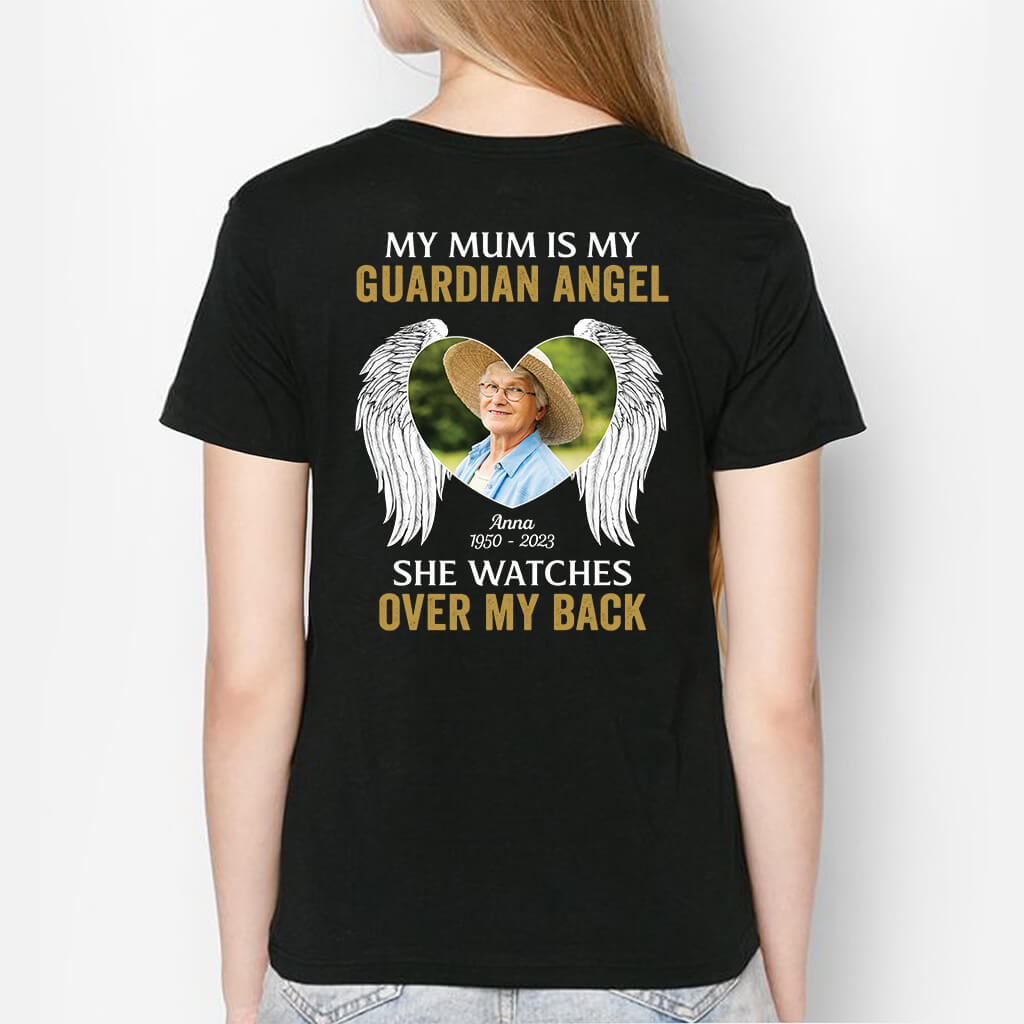 1476AUK2 personalised my dad is my guardian angel t shirt