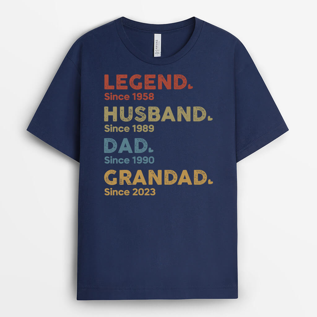 Personalised Legend, Husband, Daddy And Grandpa Since T-Shirt