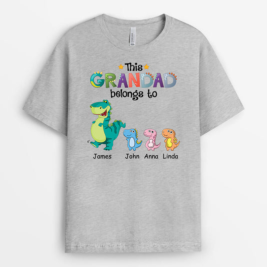 1539AUK2 personalised this daddy grandpa belongs to little dinosaur t shirt