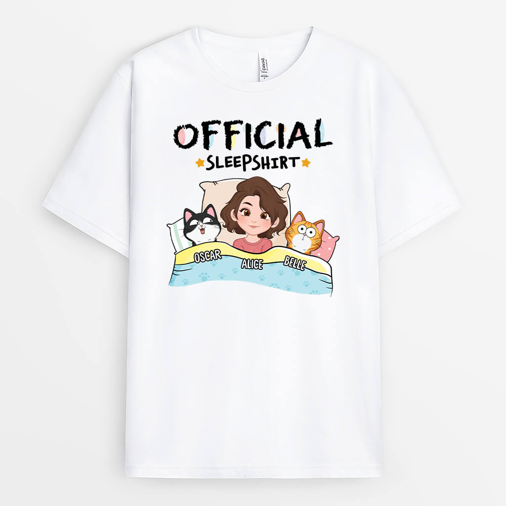 1548AUK1 personalised official sleepshirt with cat t shirt