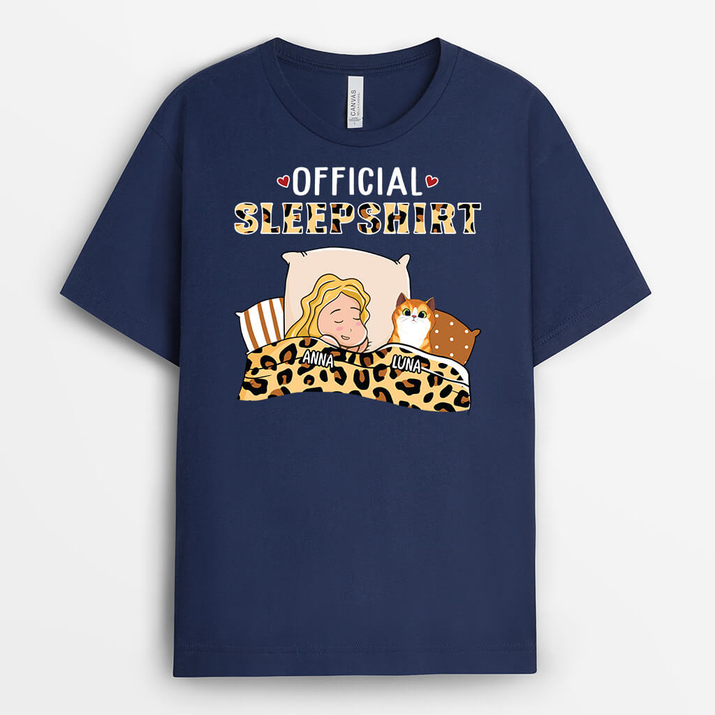1622AUK2 personalised official sleepshirt with cat t shirt