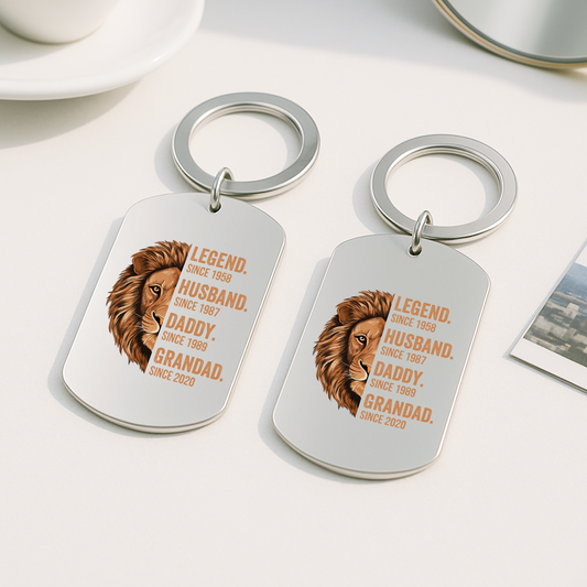 1632JUK2 personalized metal keychains lion gifts for grandpa 1632JKN8B