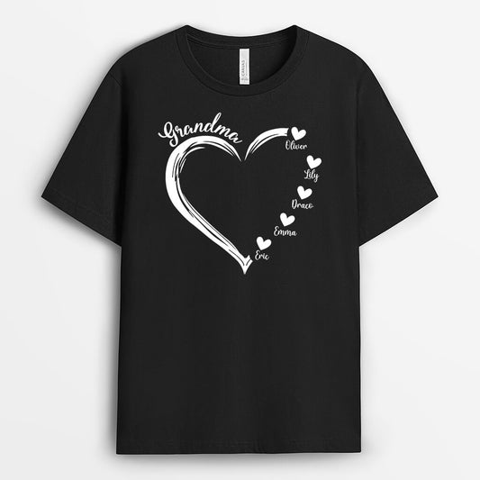 1686AUK1 personalised best grandma with heart t shirt