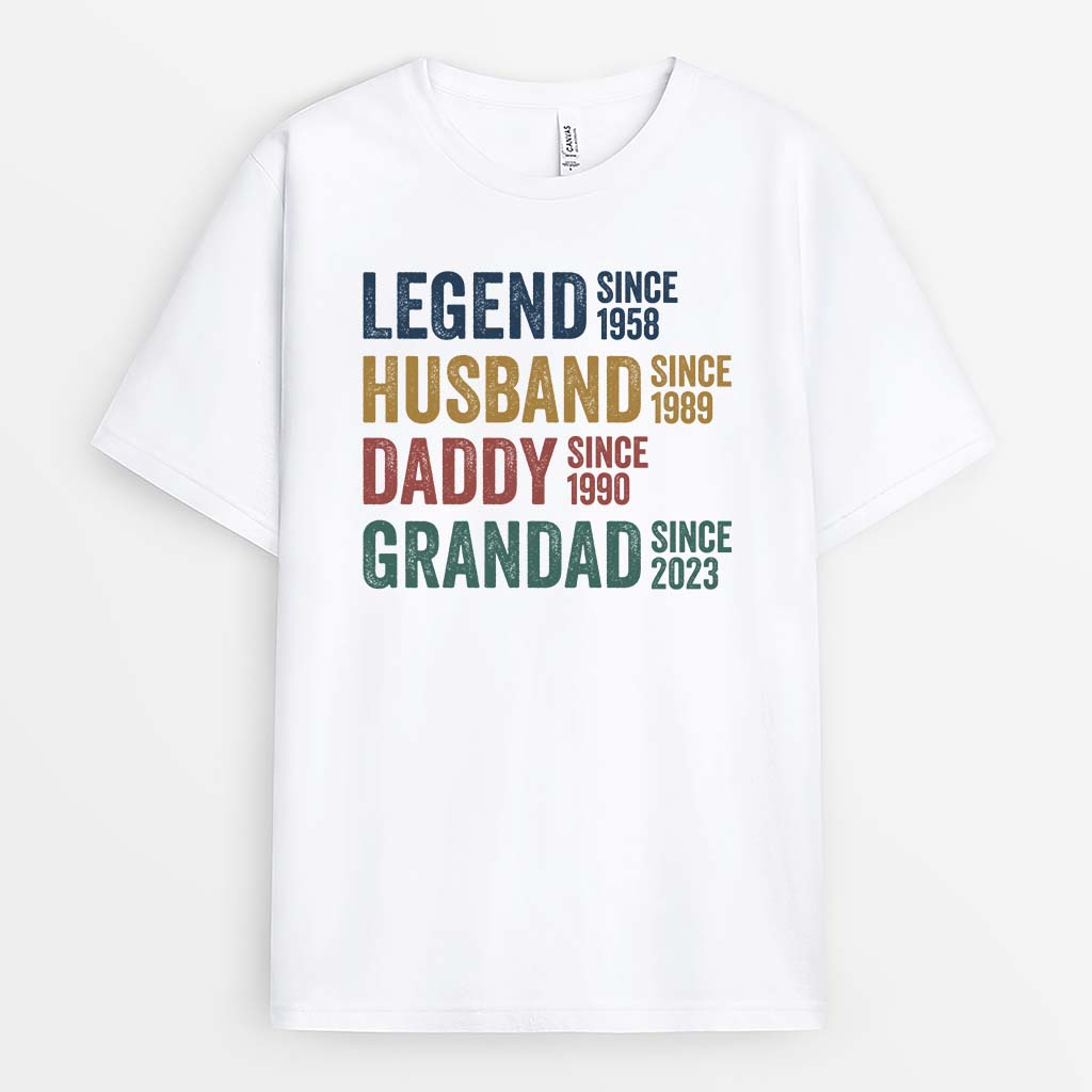 1732AUK1 personalised best legend husband dad and papa since t shirt
