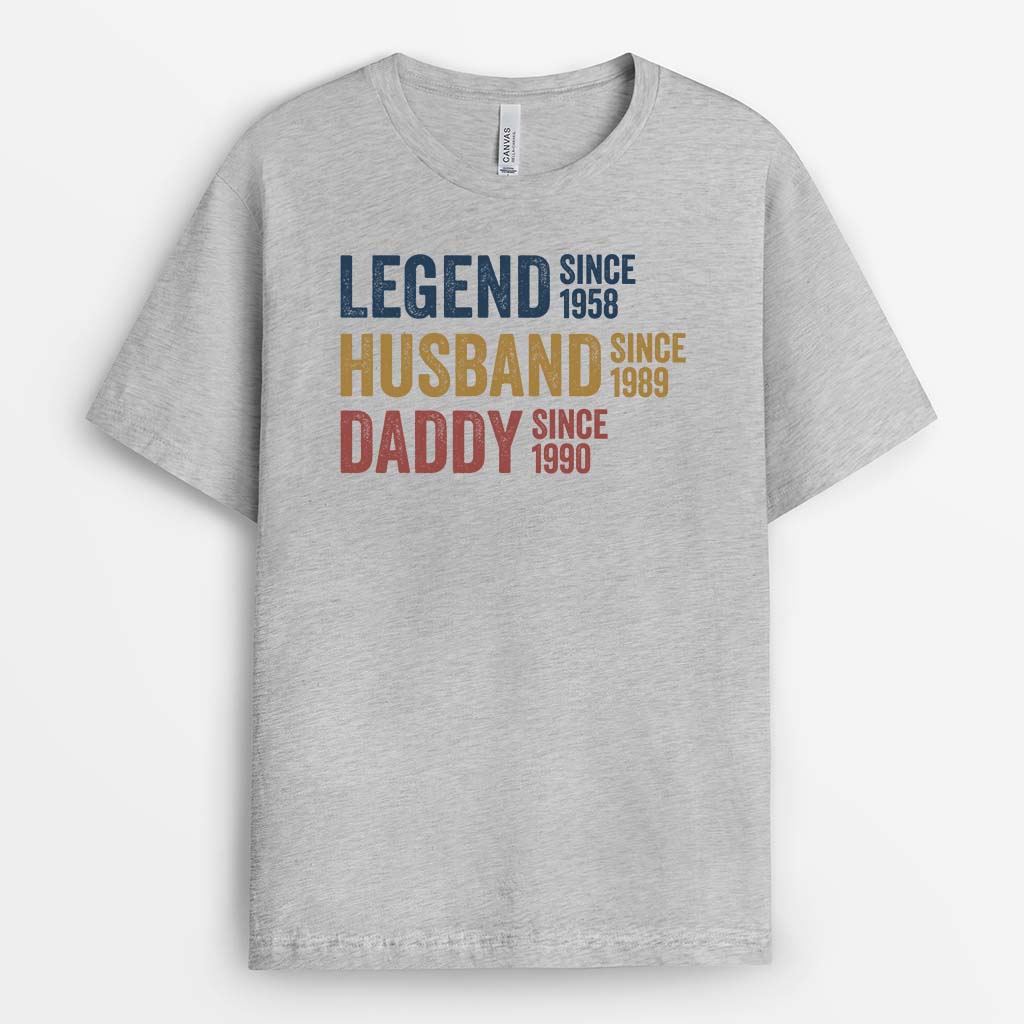 1732AUK2 personalised best legend husband dad and papa since t shirt