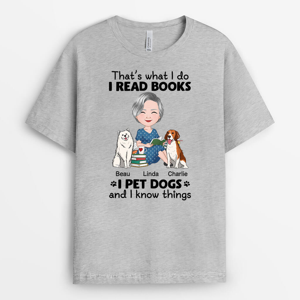 1860AUK1 personalised thats what i do i read dog book t shirt