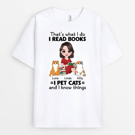 1860AUK2 personalised thats what i do i read cat book t shirt