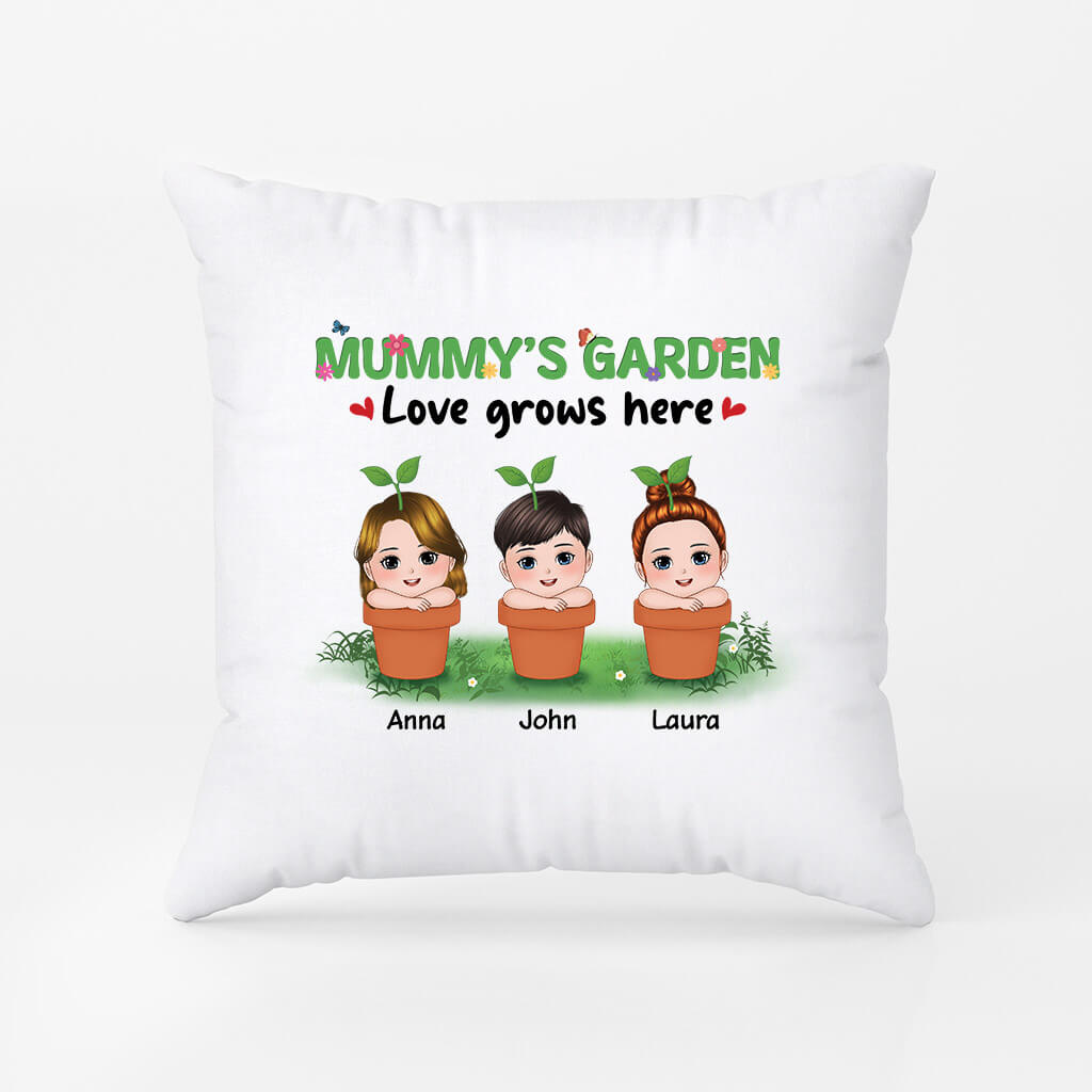 1870PUK1 personalised mummys garden pillow
