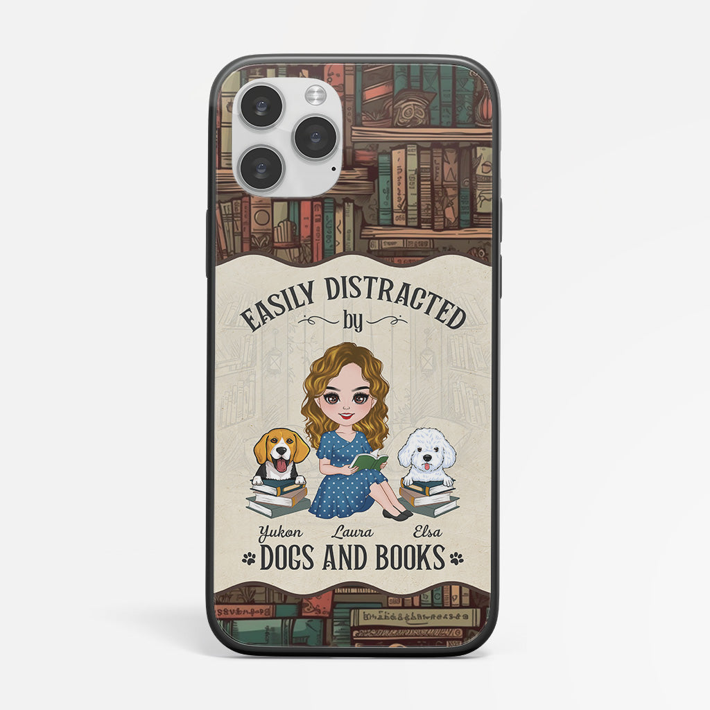 Personalised Distracted By Dogs And Books Phone Case