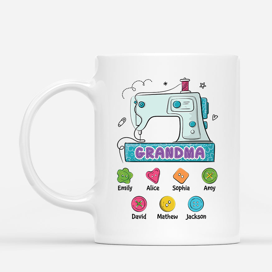 1893MUS1 personalized mommy grandma sewing machine mug