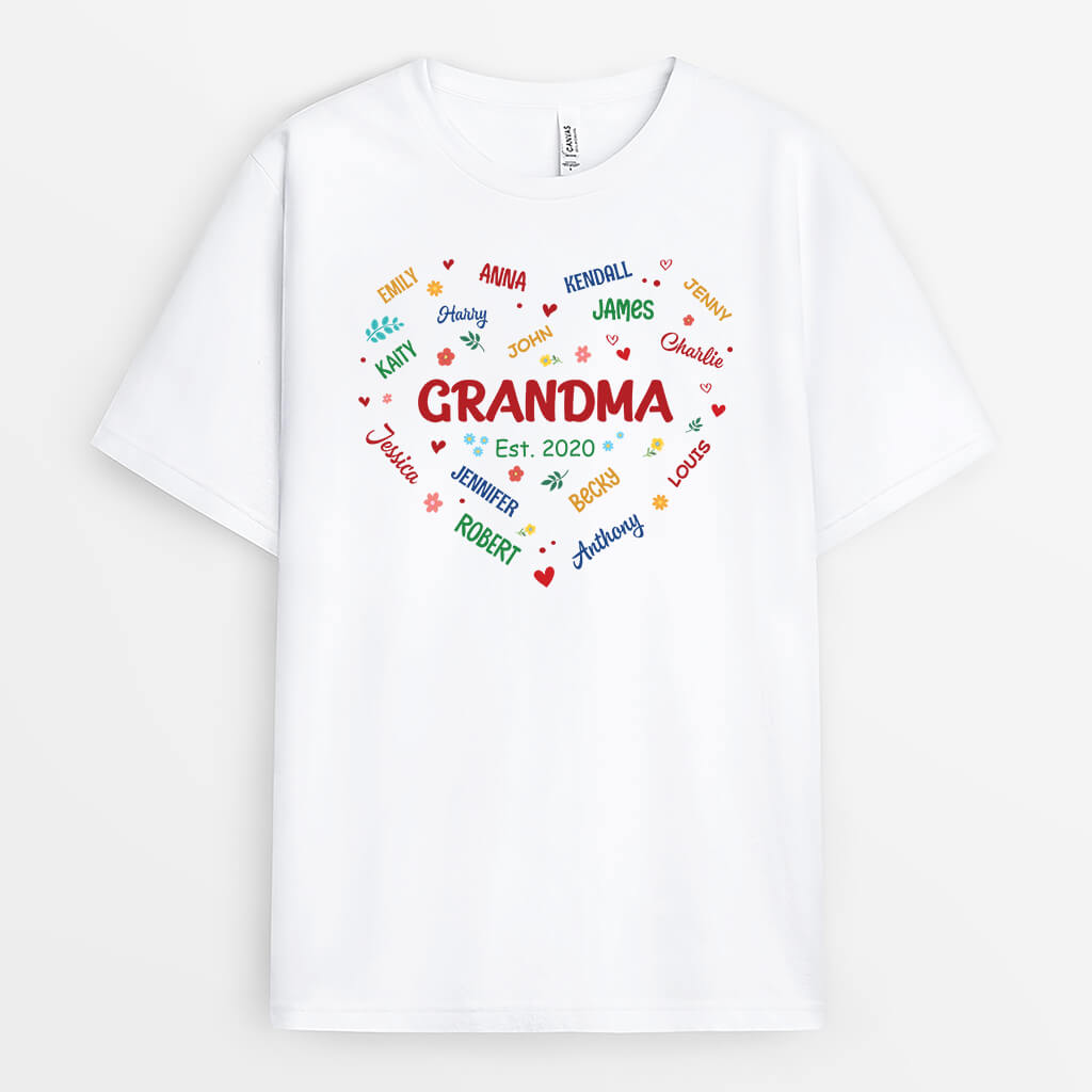 1912AUK1 personalised love my grandma mum t shirt