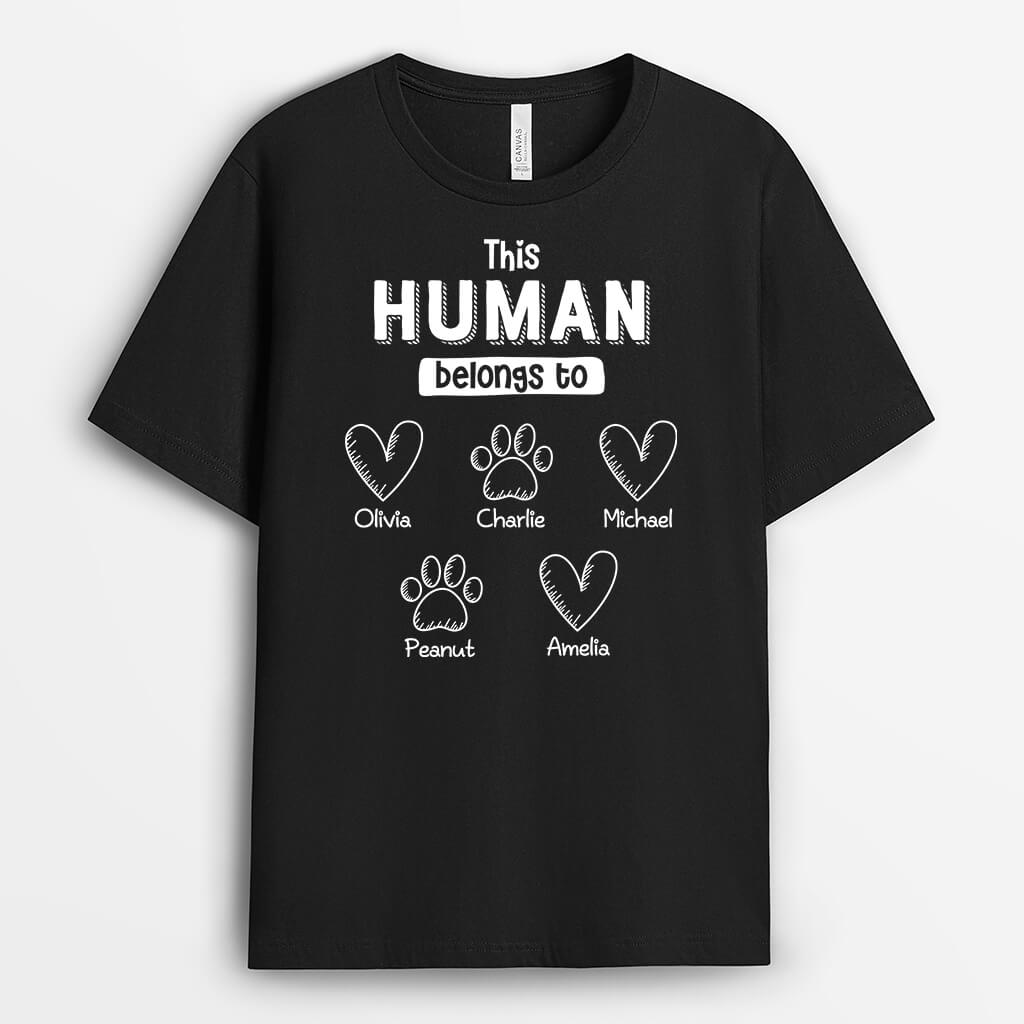 1944AUK1 personalised best this human belongs to t shirt