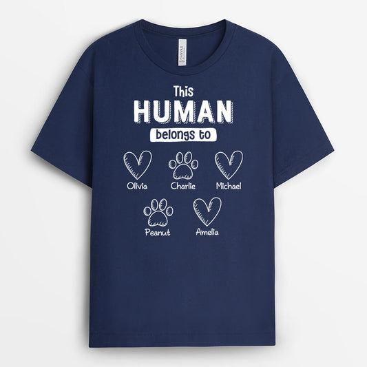 1944AUK2 personalised best this human belongs to t shirt