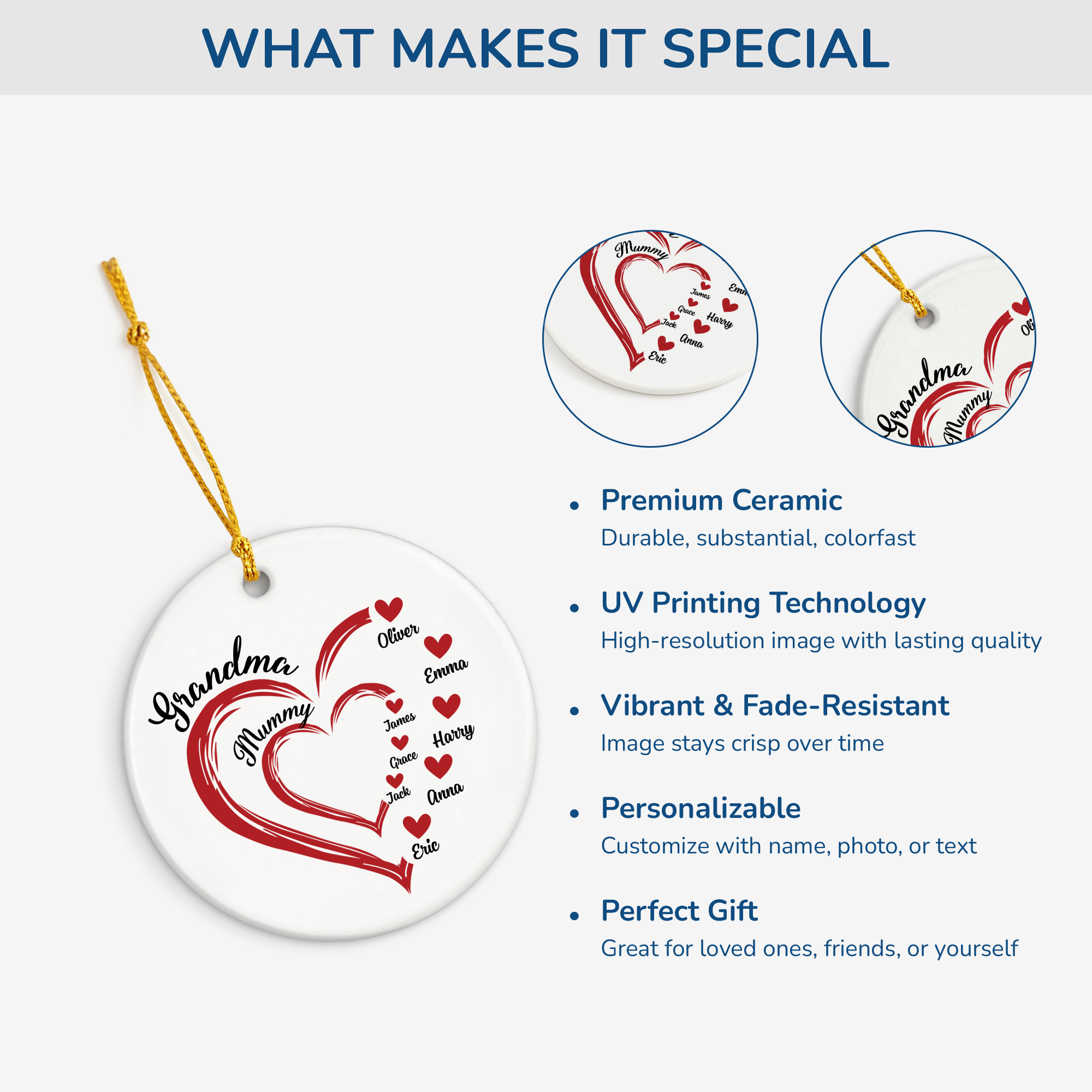 1969UK4 personalized ceramic ornaments unique gifts for grandma 1969