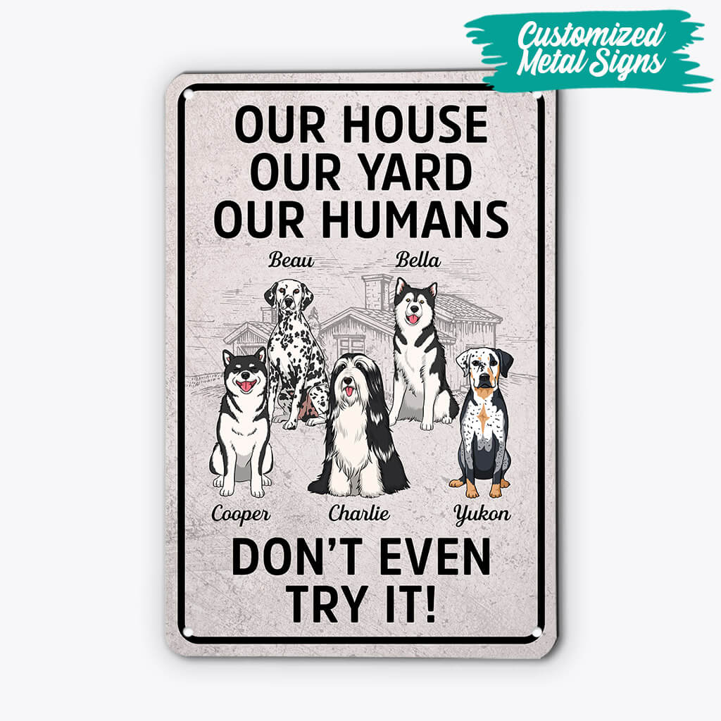 1990EUK1 personalised dont even try it dog version mental sign