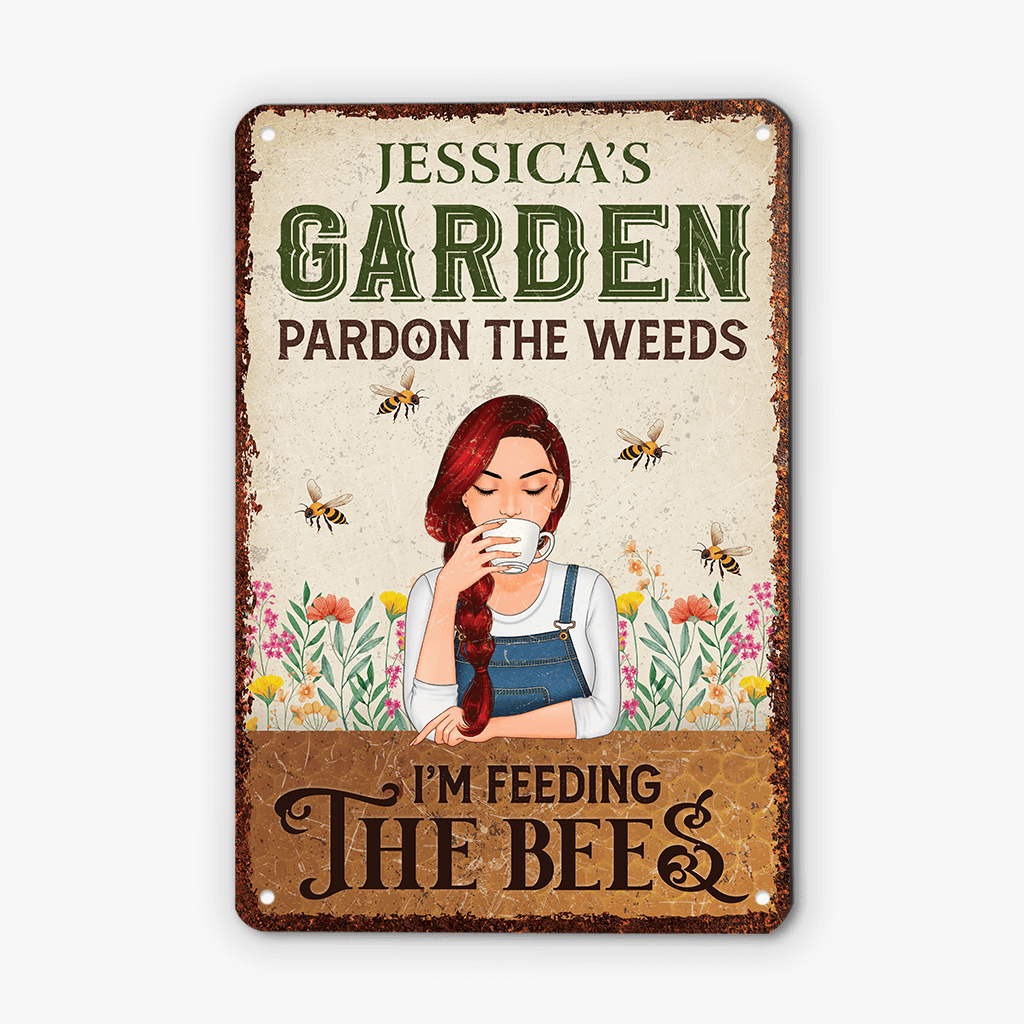 Personalised I'm Feeding The Bees Metal Sign